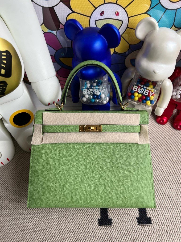 Uncle Bench Hermes kelly Epsom 3I Avocado green Gold Hardware 25cm Full Handmade