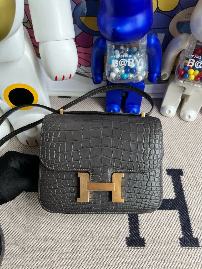 Uncle Bench Hermes Constance Alligator matt ck88 gris ashpite Gold Hardware 18cm Full Handmade