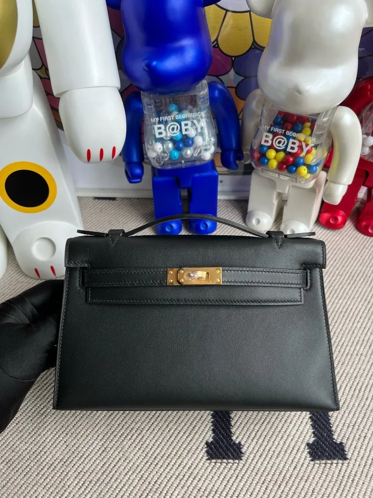 Uncle Bench Hermes Mini pochette Swift ck89 Noir Gold Hardware 22cm Full Handmade