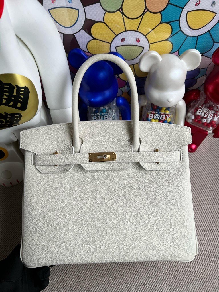 Uncle Bench Hermes Birkin togo Pure White Gold Hardware 30cm Full Handmade
