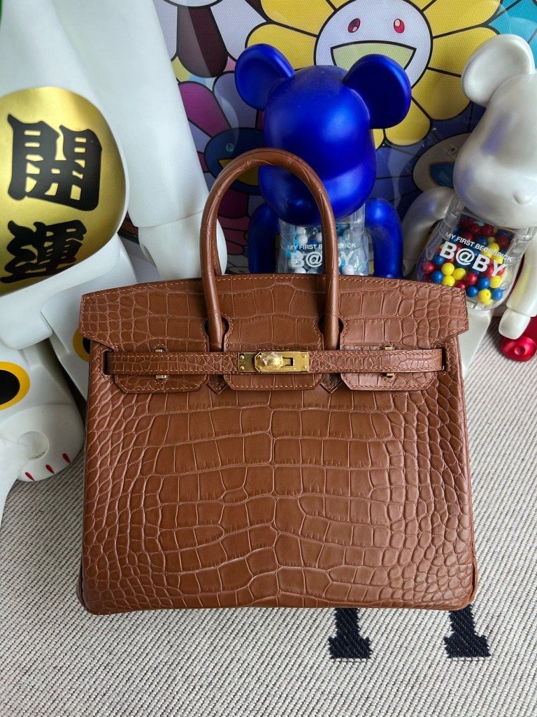 Uncle Bench Hermes Birkin Alligator matt Golden Gold Hardware 25cm Full Handmade