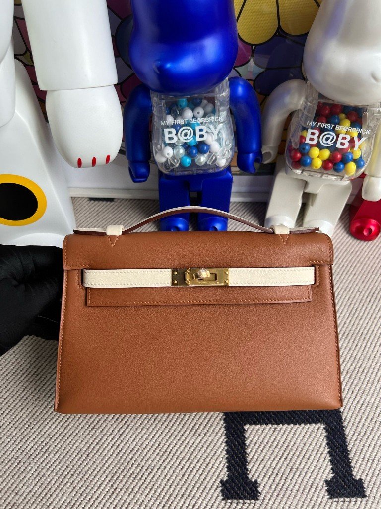 Uncle Bench Hermes Mini pochette Swift ck37 Golden & nata Gold Hardware 22cm Full Handmade