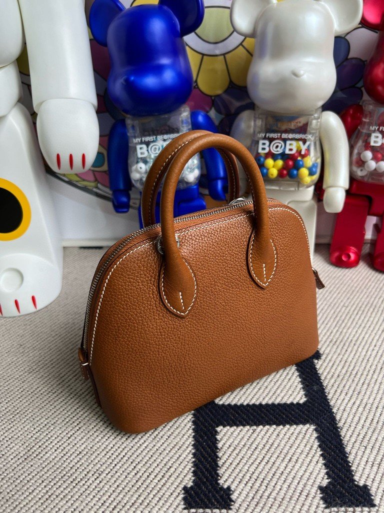 Uncle Bench Hermes Mini bolide Golden Barenia Silver Hardware 19cm Full Handmade