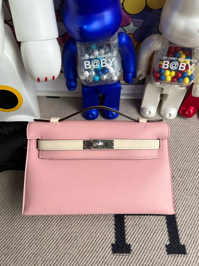 Uncle Bench Hermes Mini pochette Swift 3Q Pink & Cream White Silver Hardware 22cm Full Handmade