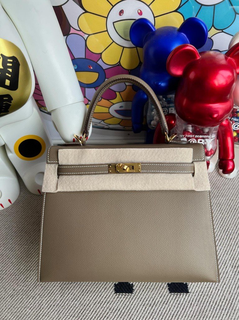 Uncle Bench Hermes Kelly Epsom ck18 Etoupe Gold Hardware 25cm Full Handmade