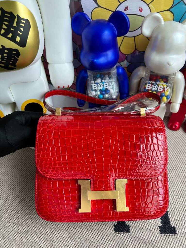 Uncle Bench Hermes Constance Crocodile shiny ck95 Braise Gold Hardware 24cm Full Handmade
