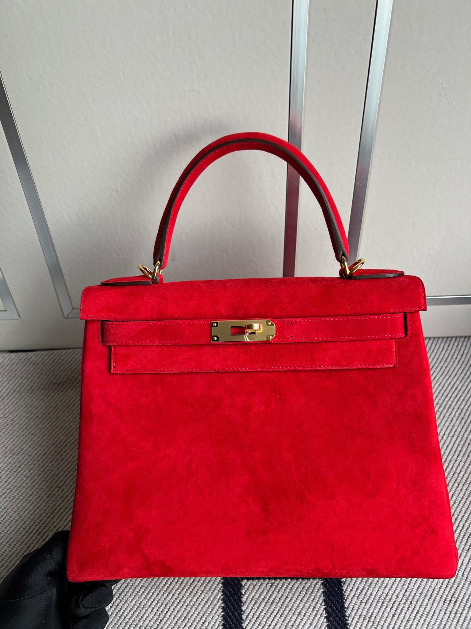 Uncle Bench Hermes Kelly Chamois Red Gold Hardware 28m Full Handmade