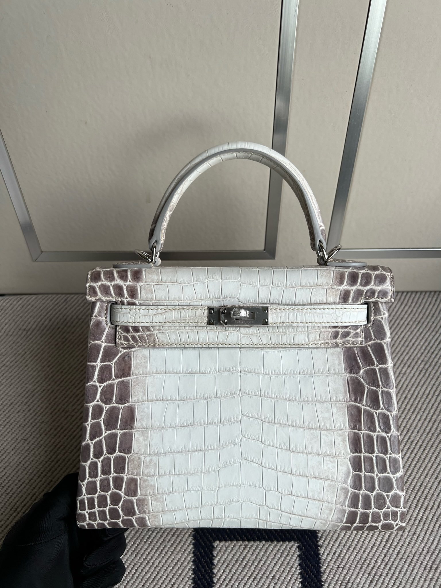 Uncle Bench Hermes Kelly crocodile Himalaya Silver Hardware 25m Full Handmade