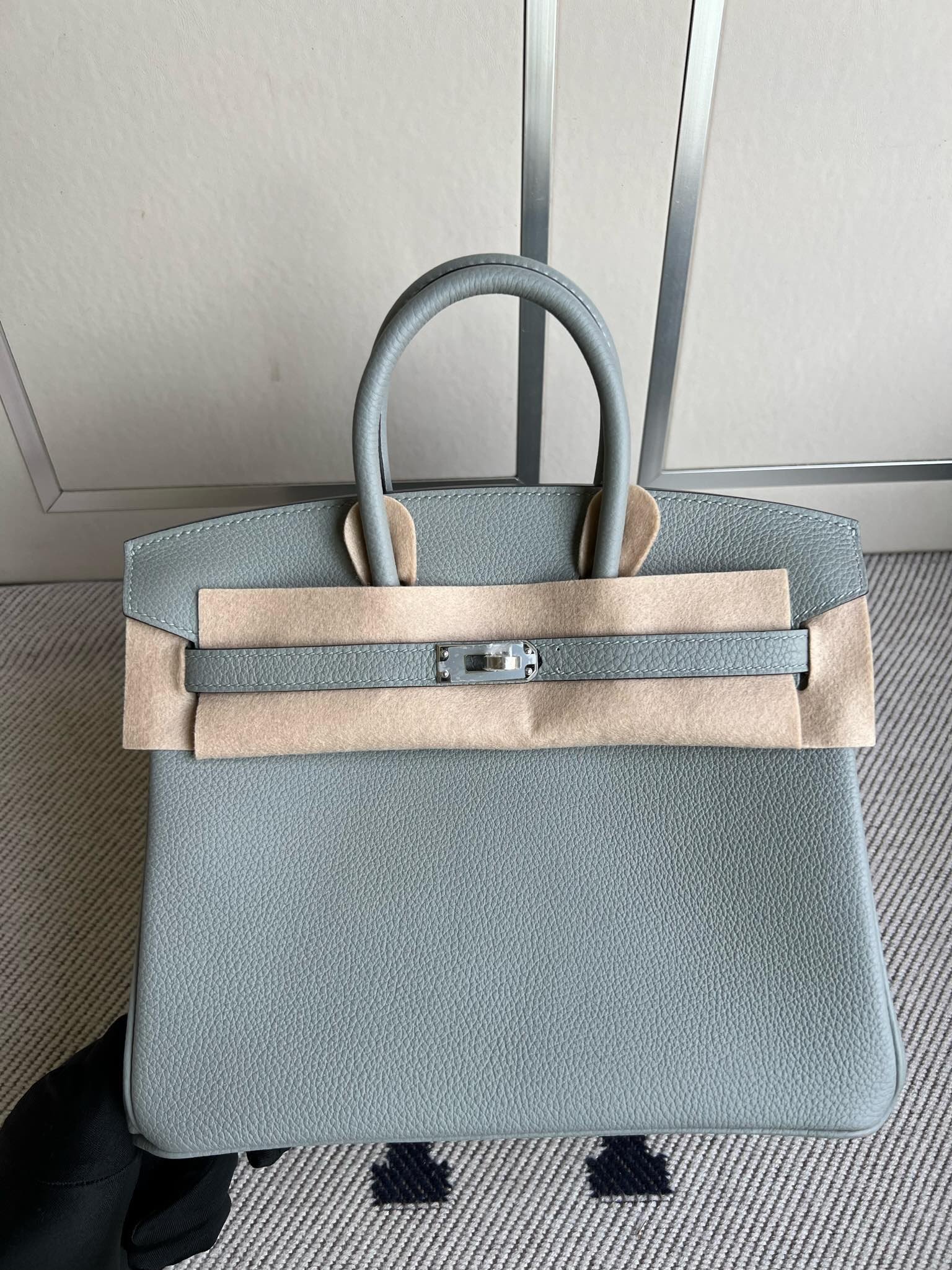 Uncle Bench Hermes Birkin Togo 4Z Gris Grey Silver Hardware PHW 25m Full Handmade