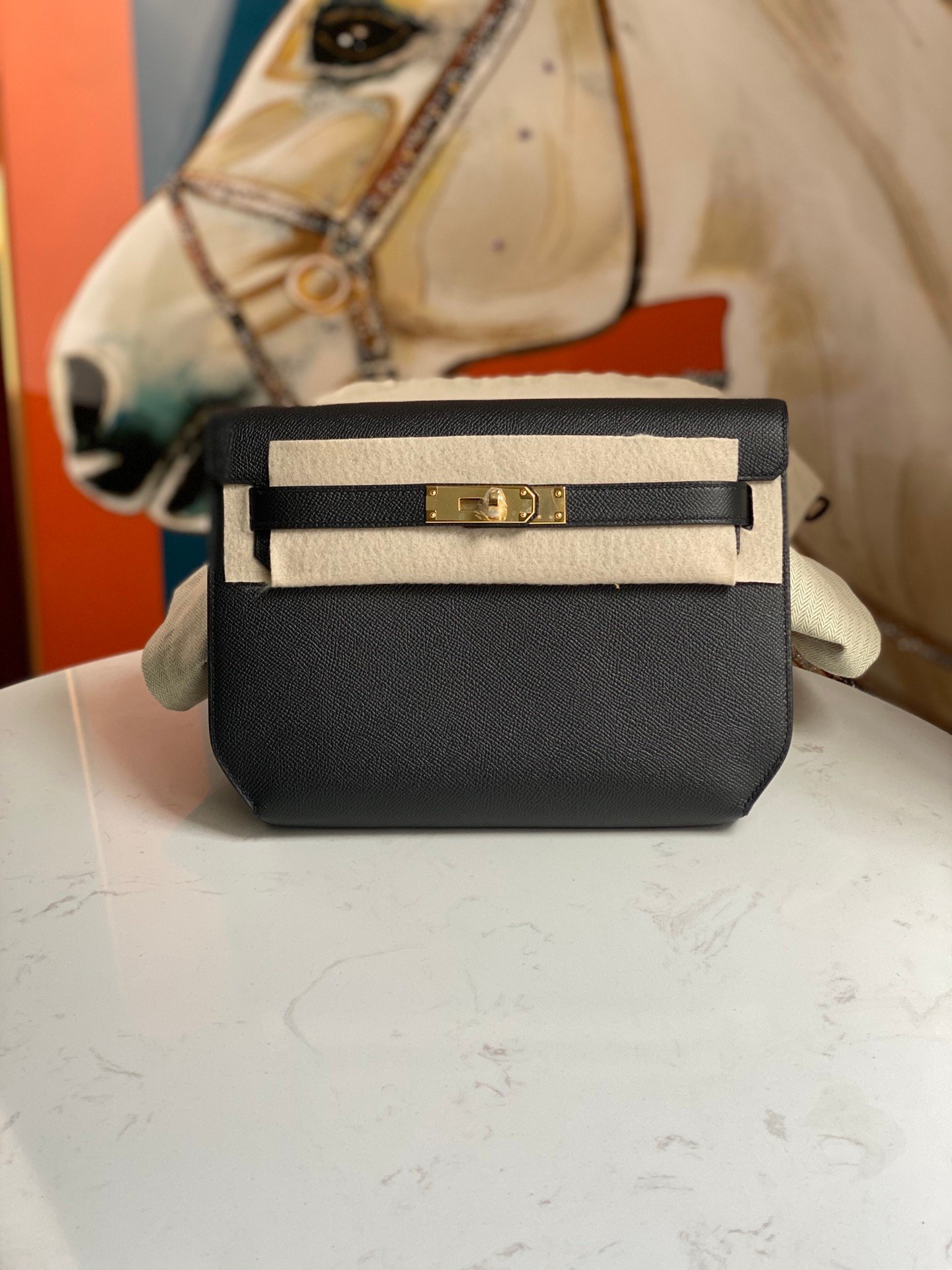 Uncle Bench Hermes Kelly depeche Epsom ck89 Noir Gold Hardware GHW 38m Full Handmade