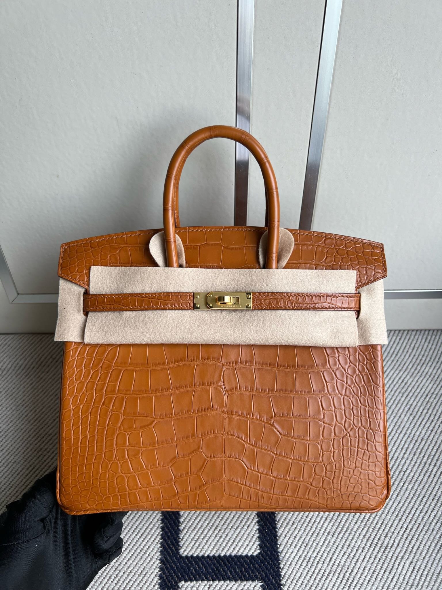 Uncle Bench Hermes Birkin Alligator matt Golden Gold Hardware GHW 25m Full Handmade