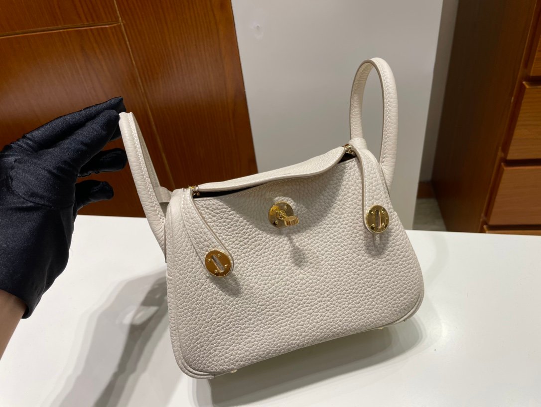 Uncle Bench Hermes Mini lindy Togo ck10 Craie Gold Hardware GHW 20cm Full Handmade