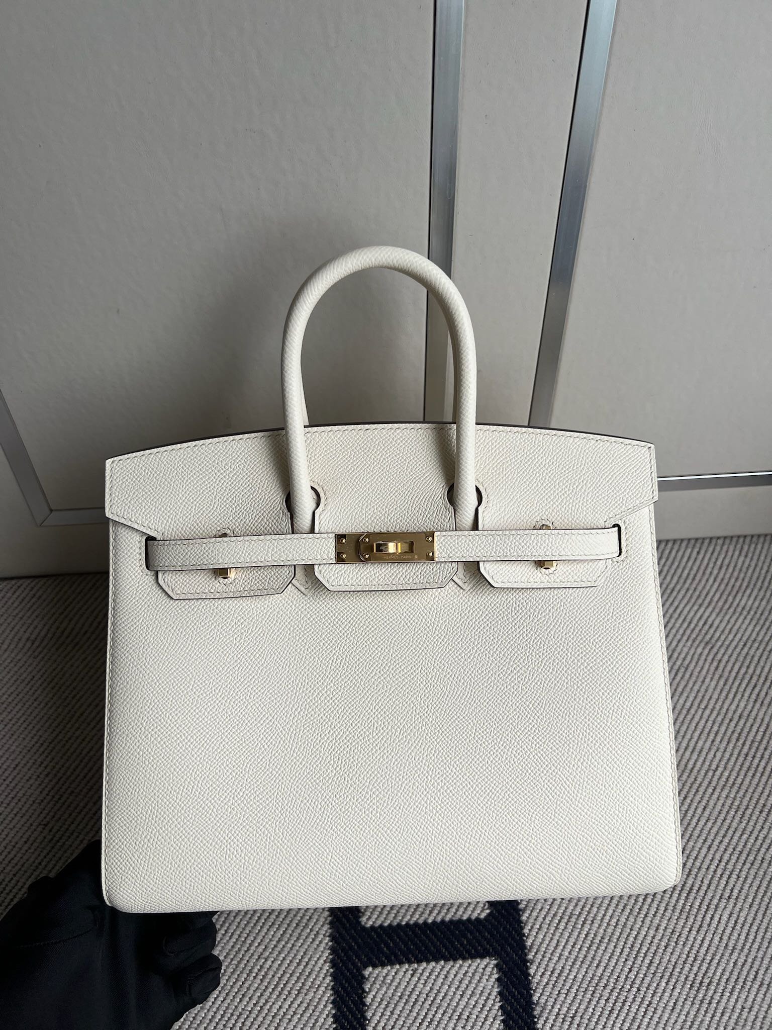 Uncle Bench Hermes Birkin sellier Epsom Creamy white Gold Hardware GHW 25cm Full Handmade