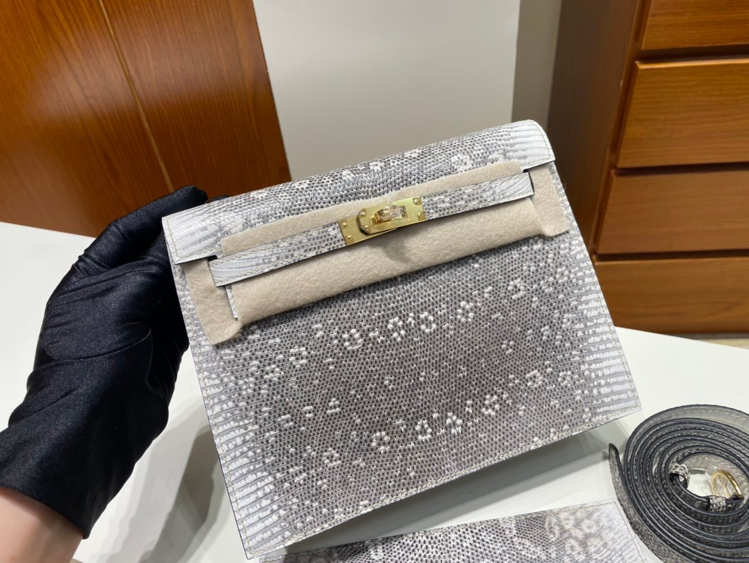 Uncle Bench Hermes kelly danse Lizard 01 Himalaya Gold Hardware GHW 22cm Full Handmade