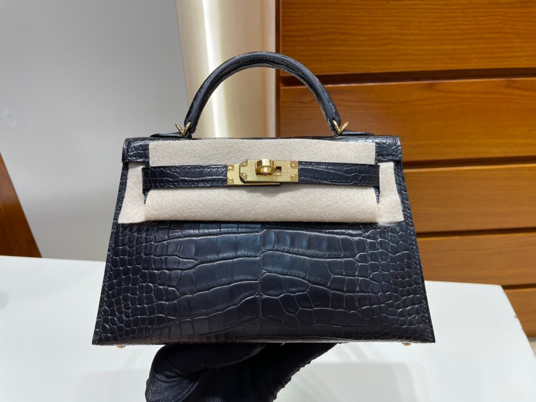 Uncle Bench Hermes Mini kelly ll Alligator matt ck89 Noir Gold Hardware GHW 19cm Full Handmade