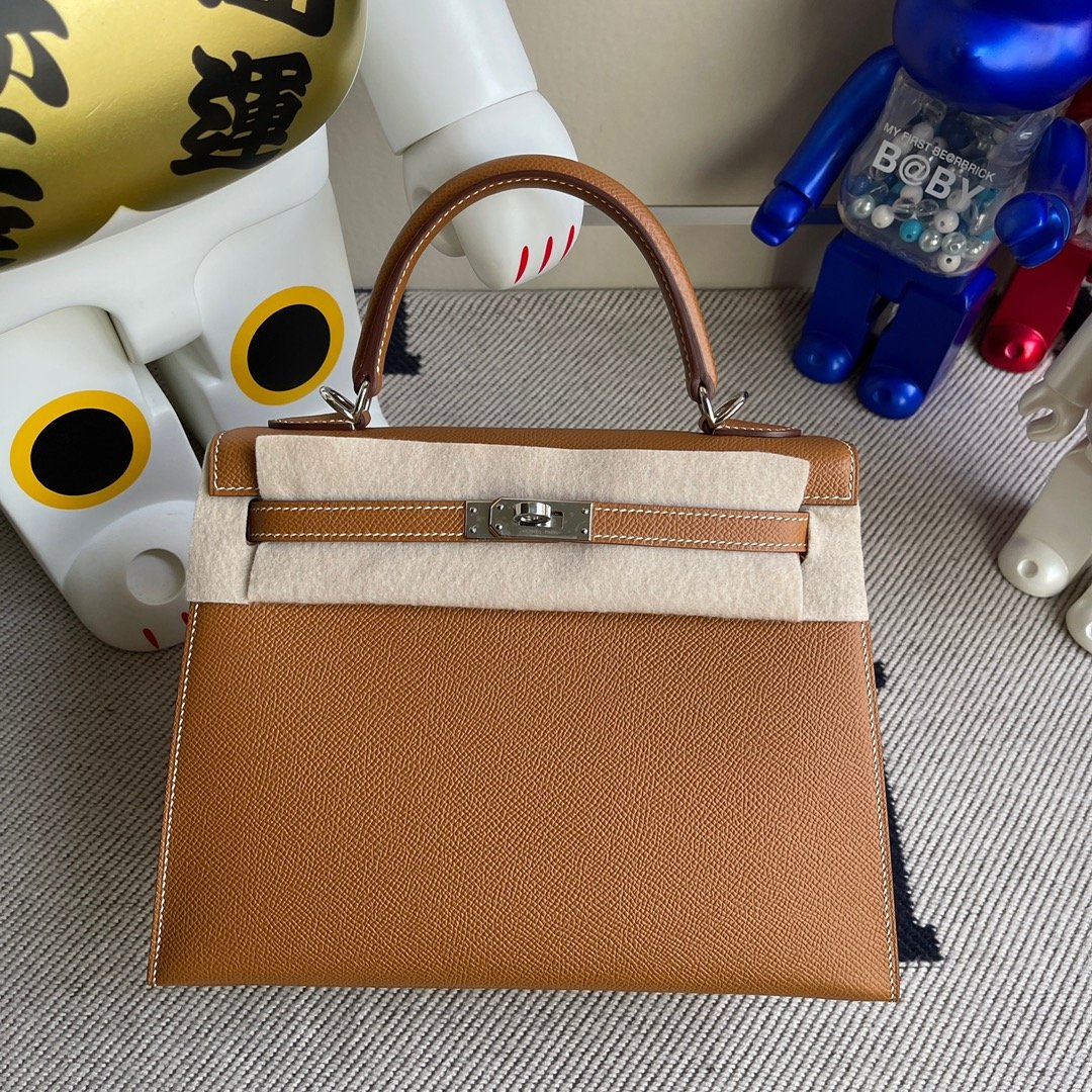 Uncle Bench Hermes Kelly Epsom ck37 golden Silver Hardware 25cm Full Handmade