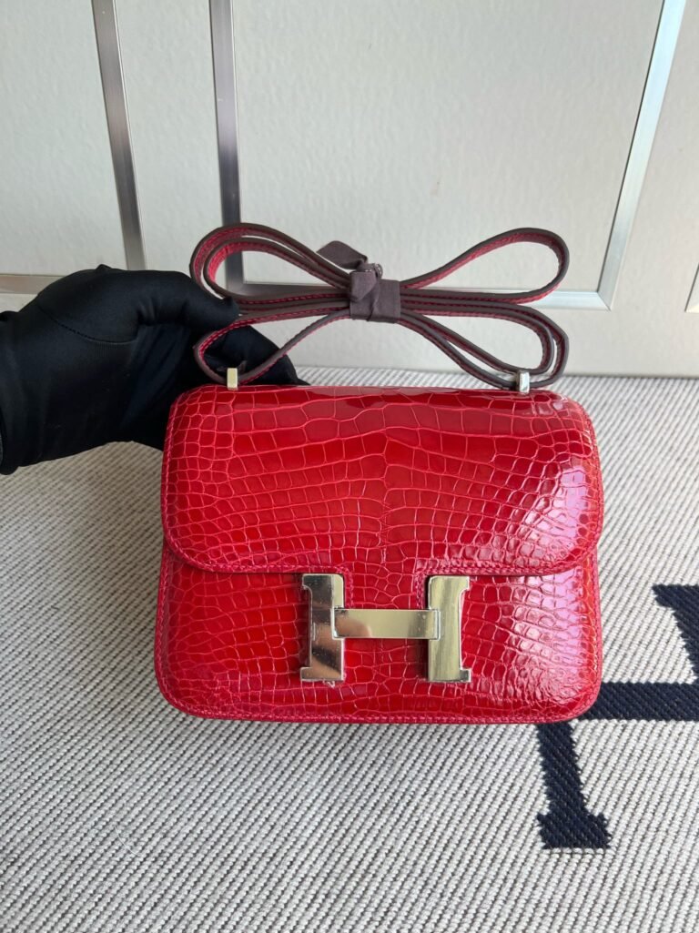 Uncle Bench Hermes Constance Alligator shiny Red Gold Hardware GHW 18cm Full Handmade