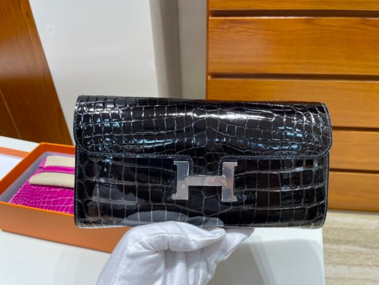 Uncle Bench Hermes Constance wallet Crocodile shiny ck89 Noir Silver Hardware Full Handmade