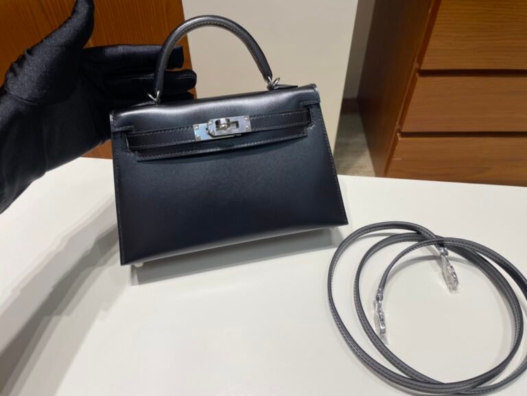 Uncle Bench Hermes Mini kelly ll Box calf ck89 Noir Silver Hardware PHW 19cm Full Handmade