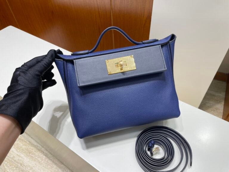 Uncle Bench Hermes Mini kelly 2424 Evecolor Blue Gold Hardware GHW 21cm Full Handmade