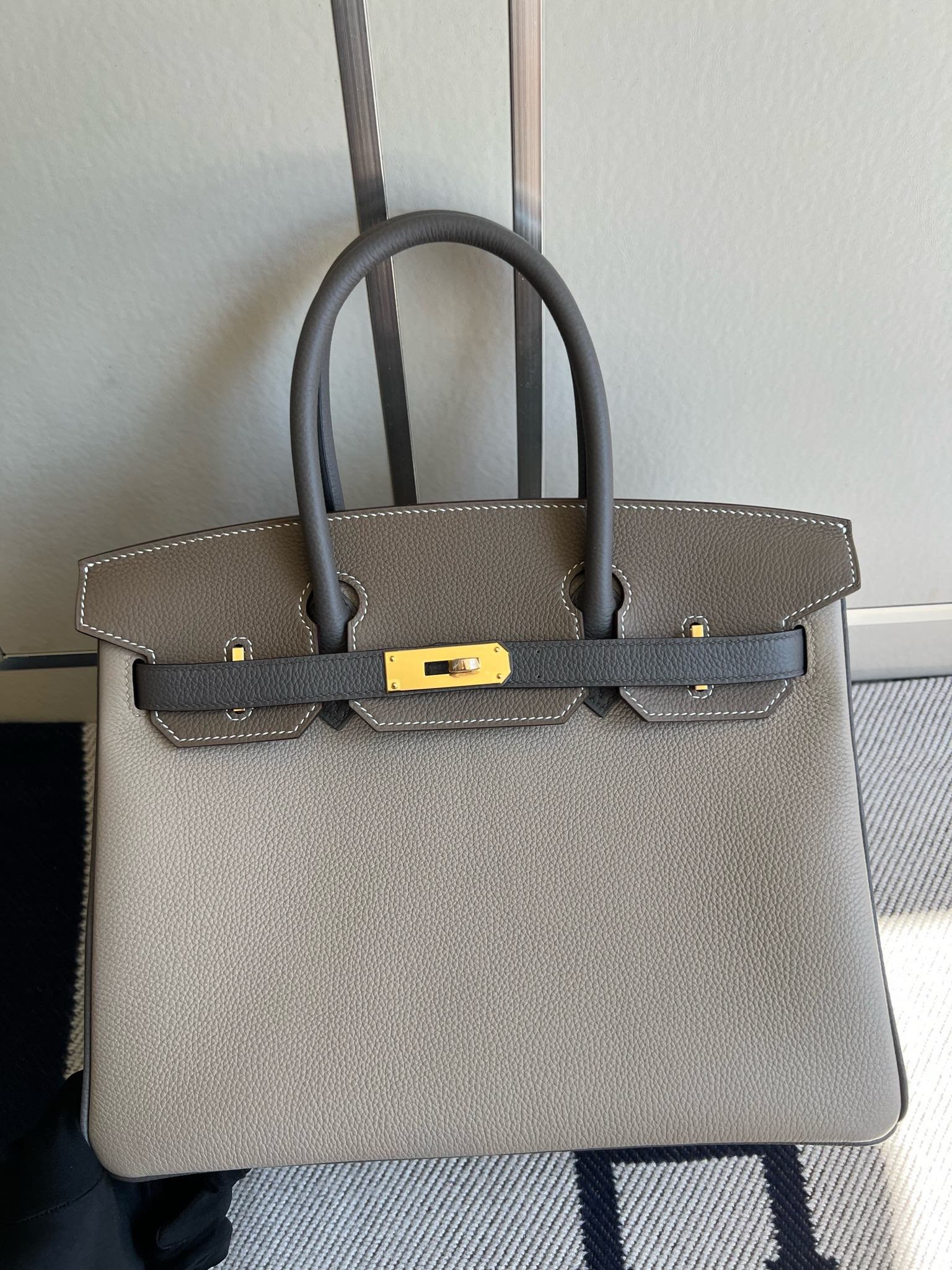 Uncle Bench Hermes Birkin togo Gris T & Etoupe & Etain Gold Hardware GHW 30cm Full Handmade