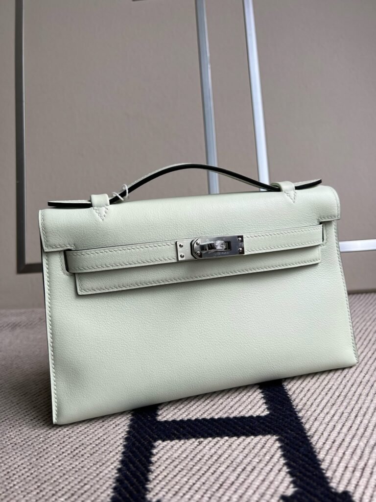 Uncle Bench Hermes Mini kelly pochette Swift light Mint green Silver Hardware PHW 22cm Full Handmade