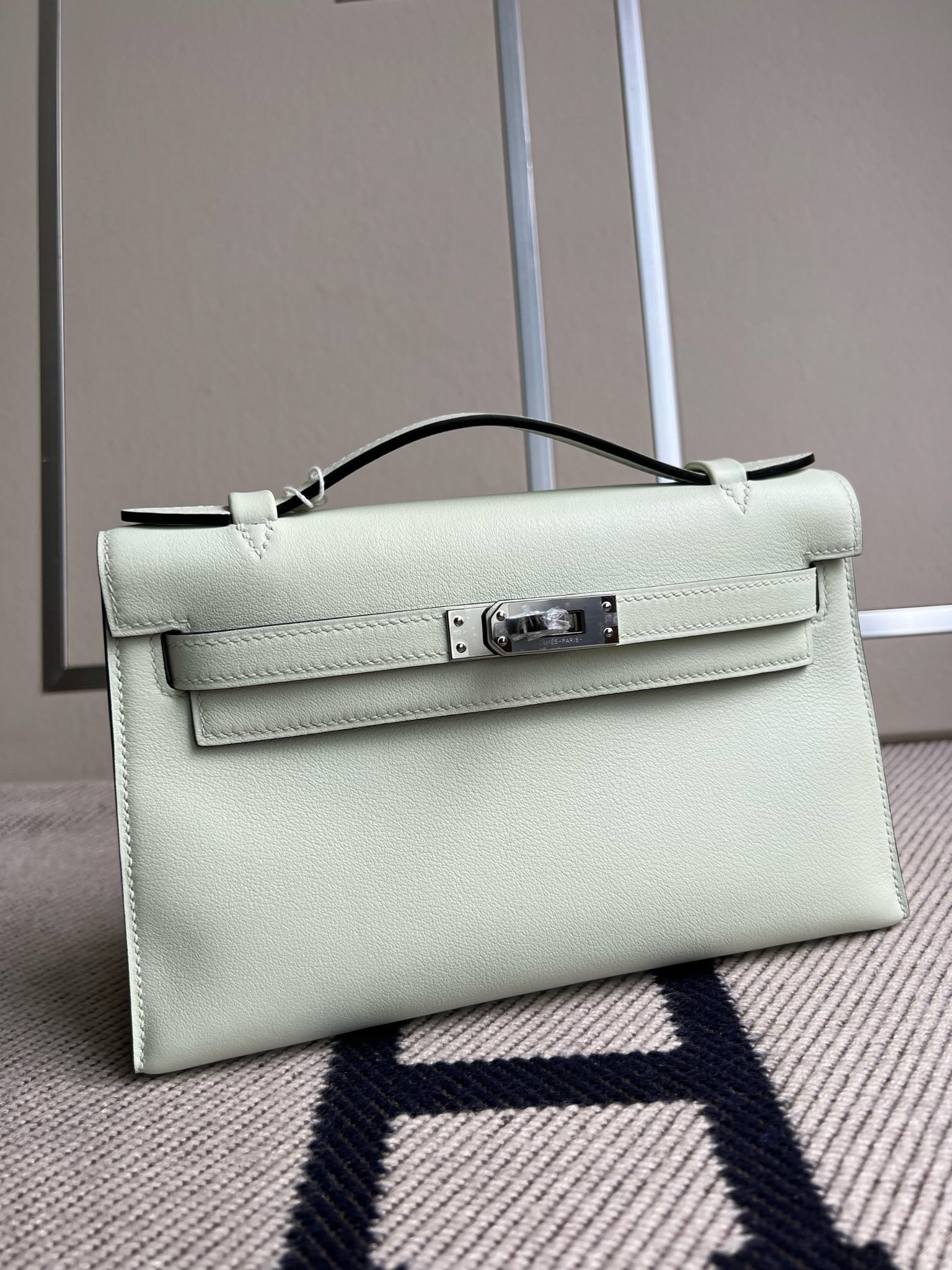 Uncle Bench Hermes Mini kelly pochette Swift light Mint green Silver Hardware PHW 22cm Full Handmade