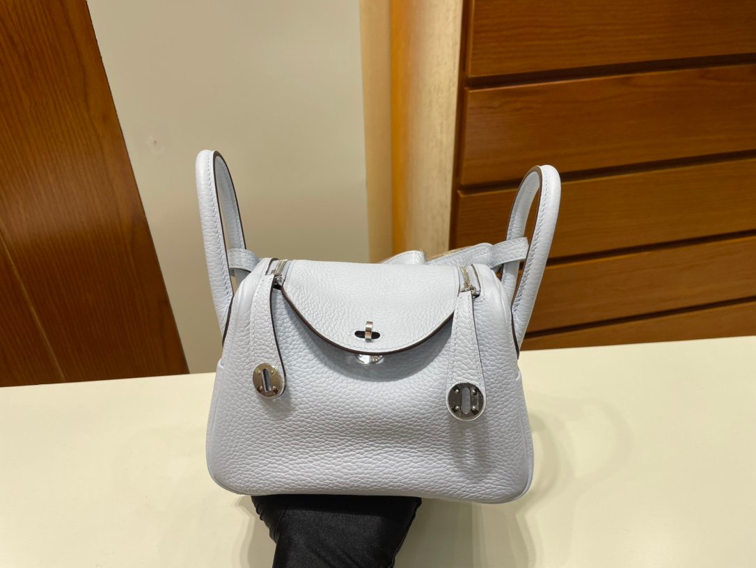 Uncle Bench Hermes Mini lindy TC Blue pale Silver Hardware 20cm Full Handmade