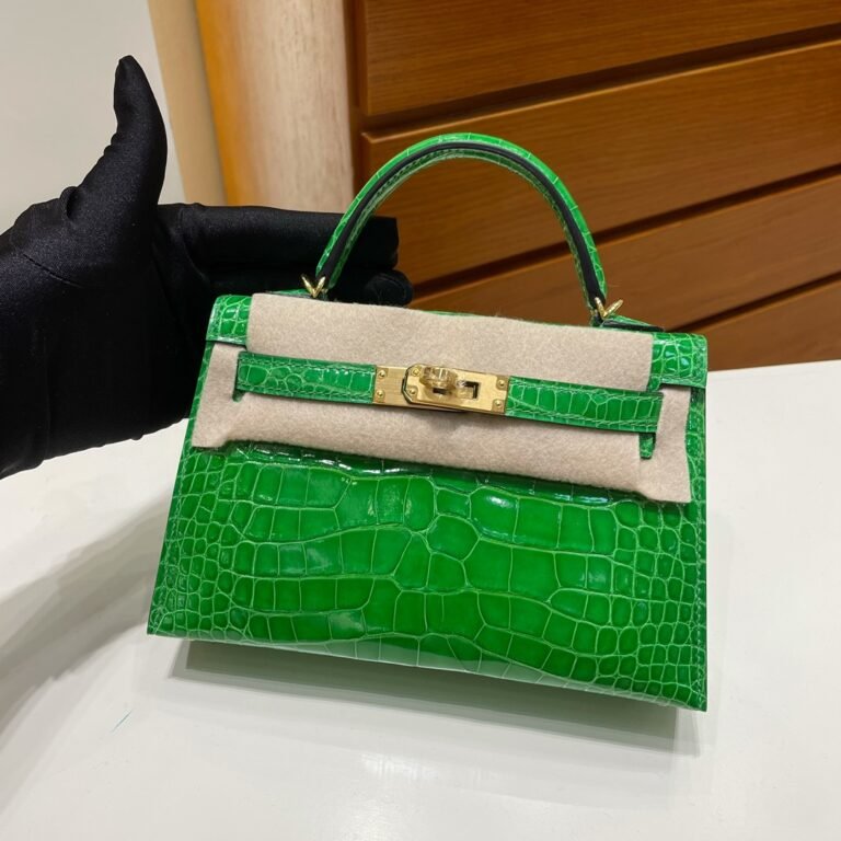 Uncle Bench Hermes Mini kelly ll Alligator shiny cactus green Gold Hardware 19cm Full Handmade