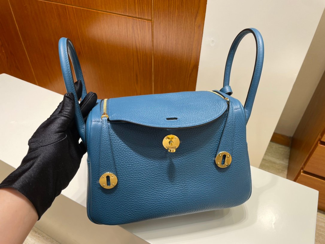 Uncle Bench Hermes Lindy TC W0 Vert Bosphore Gold Hardware GHW 26cm Full Handmade