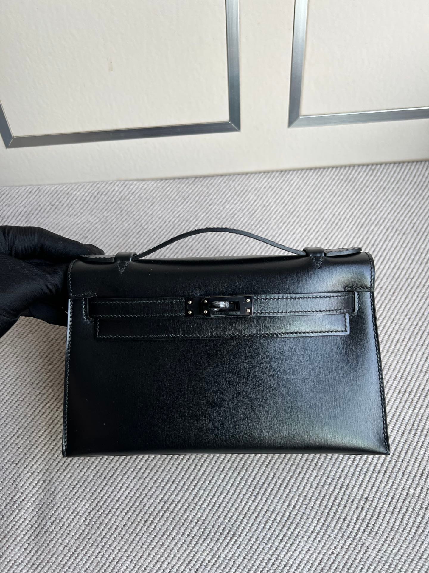 Uncle Bench Hermes Mini kelly pochette Boxcalf ck89 Noir Black buckle 22cm Full Handmade