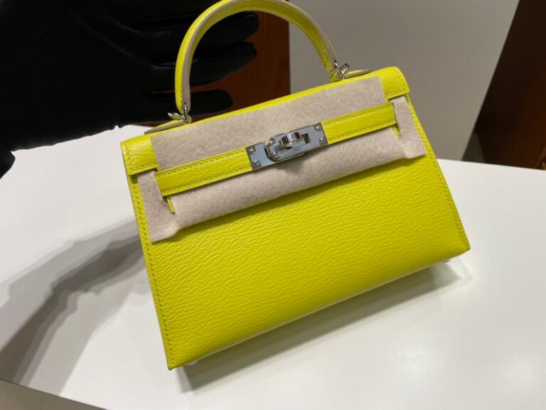 Uncle Bench Hermes Mini kelly Chevre 9R Lemon yellow Silver Hardware PHW 22cm Full Handmade