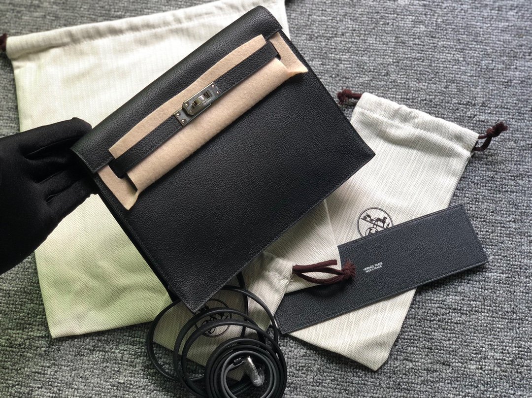 Uncle Bench Hermes Kelly danse evecolor ck89 noir Silver Hardware 22cm Full Handmade