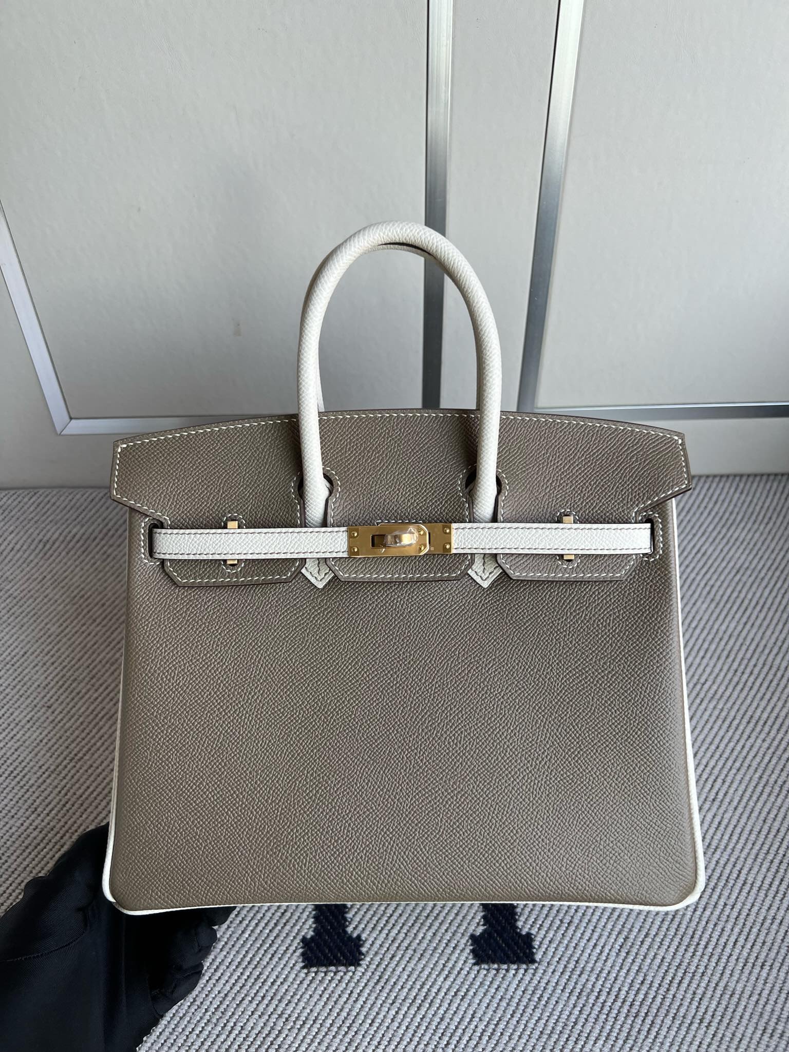 Uncle Bench Hermes Birkin Epsom ck18 etoupe & craie Gold Hardware GHW 25cm Full Handmade