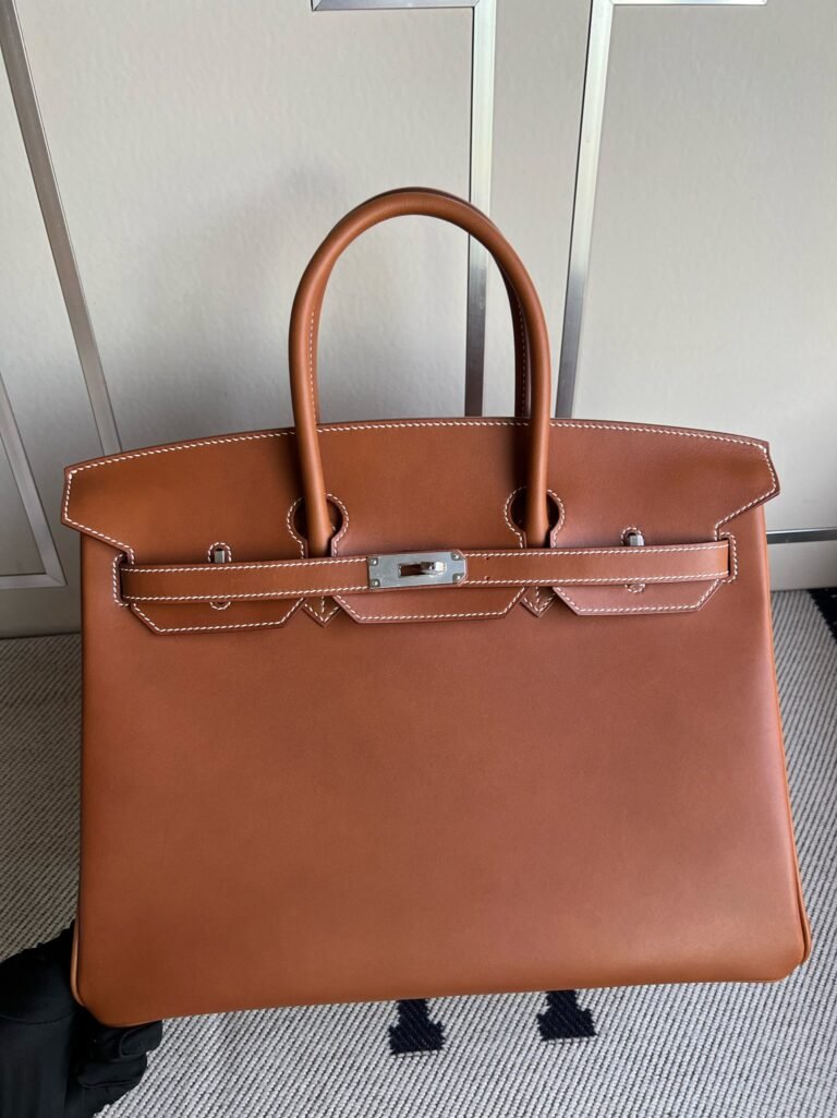Uncle Bench Hermes Birkin Barenia Golden Silver Hardware PHW 35cm Full Handmade
