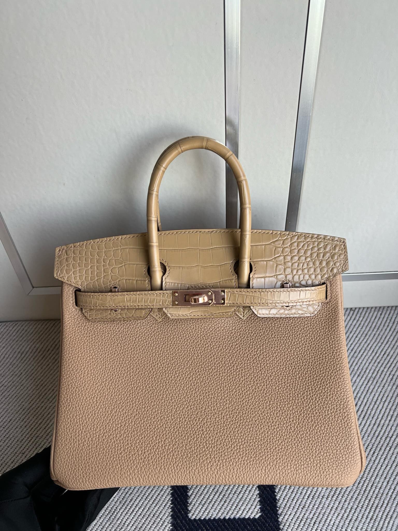 Uncle Bench Hermes Birkin Touch Tea color Matte crocodile Gold Hardware GHW 25cm Full Handmade