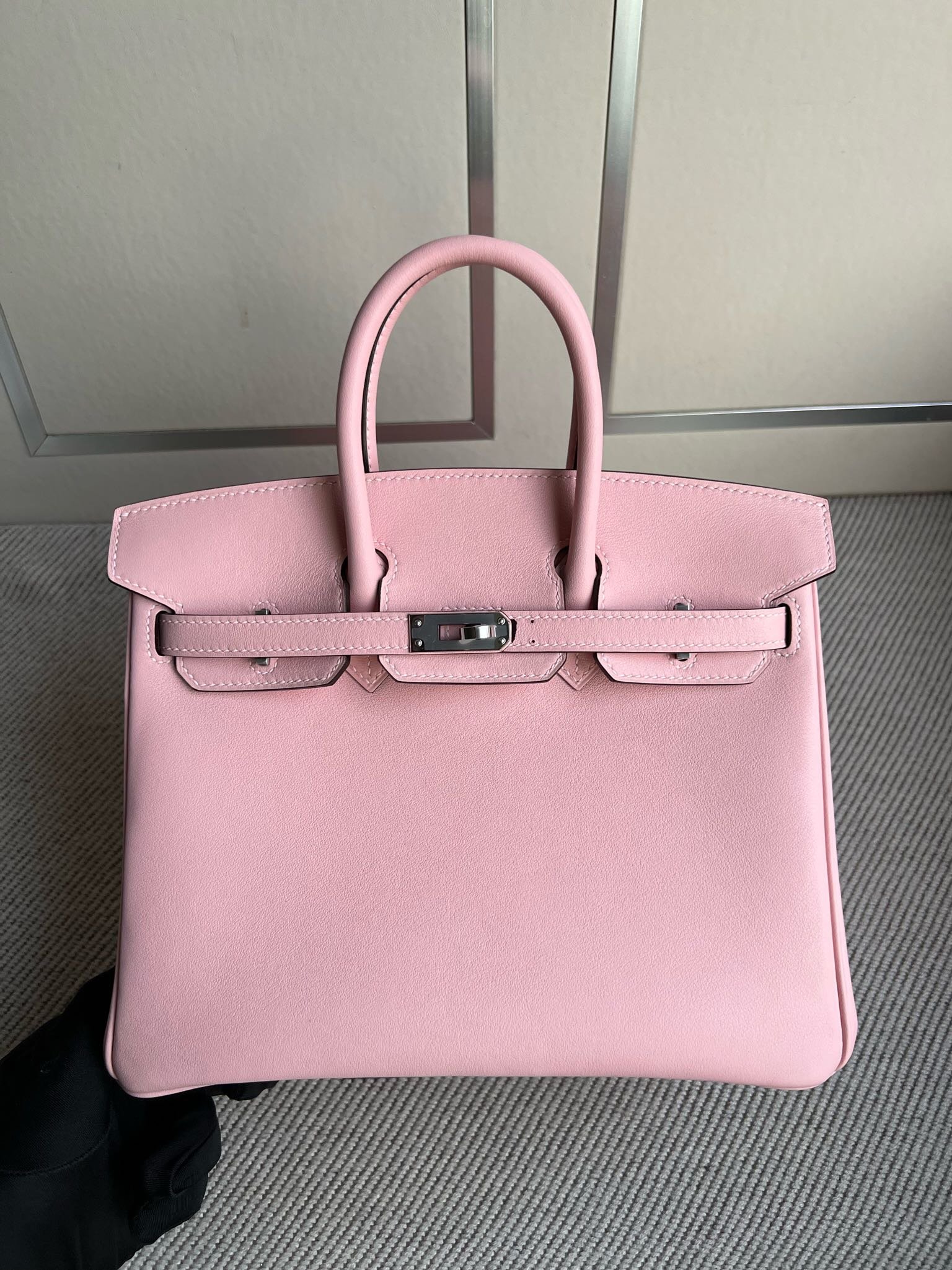 Uncle Bench Hermes Birkin Swift 3Q rose sakura & blue Silver Hardware PHW 25cm Full Handmade