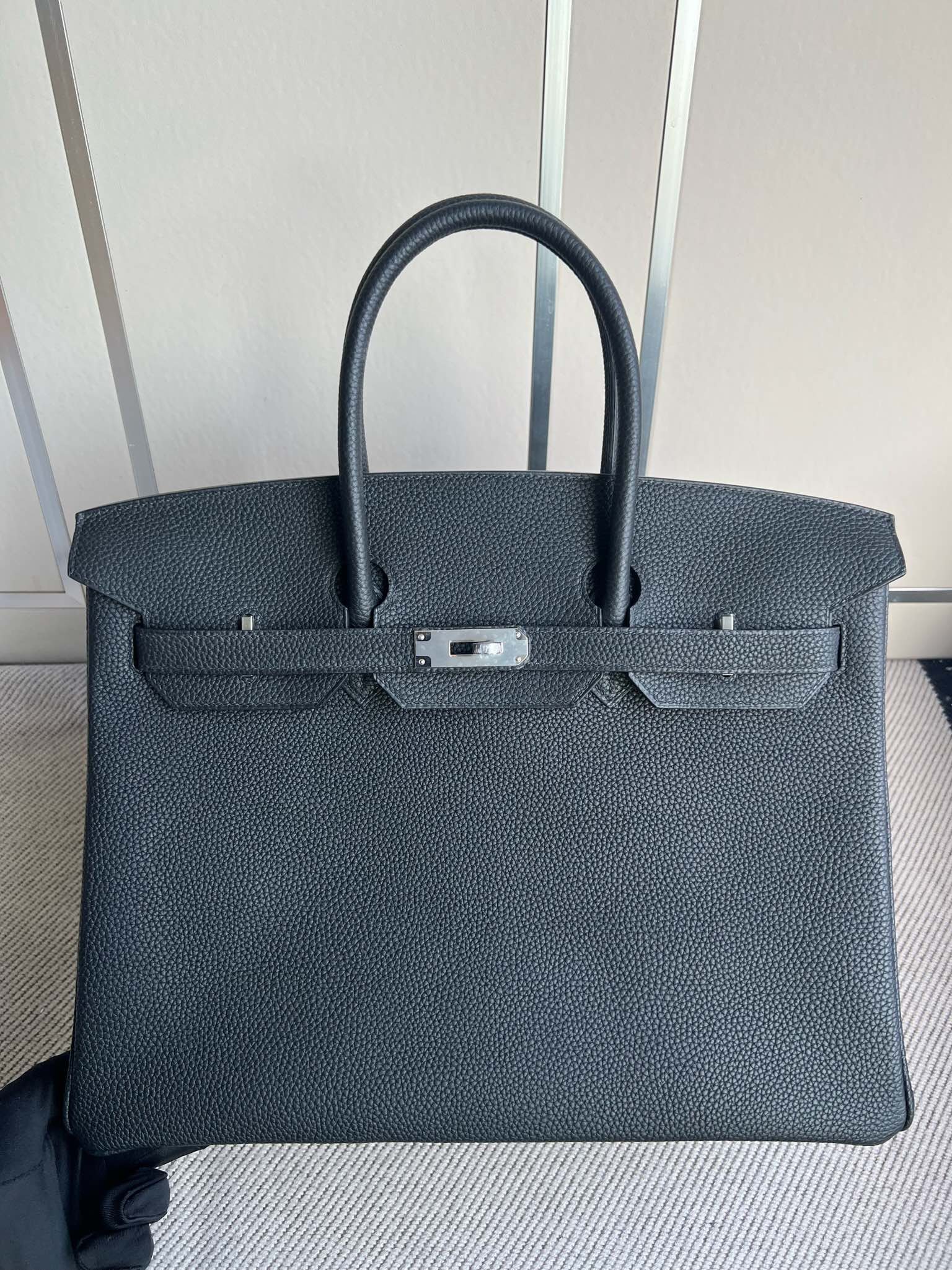 Uncle Bench Hermes Birkin togo ck89 Noir Silver Hardware PHW 35cm Full Handmade