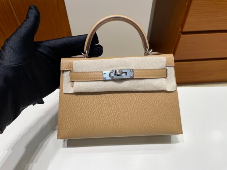 Uncle Bench Hermes Mini Kelly Epsom Tea color Silver Hardware PHW 19cm Full Handmade
