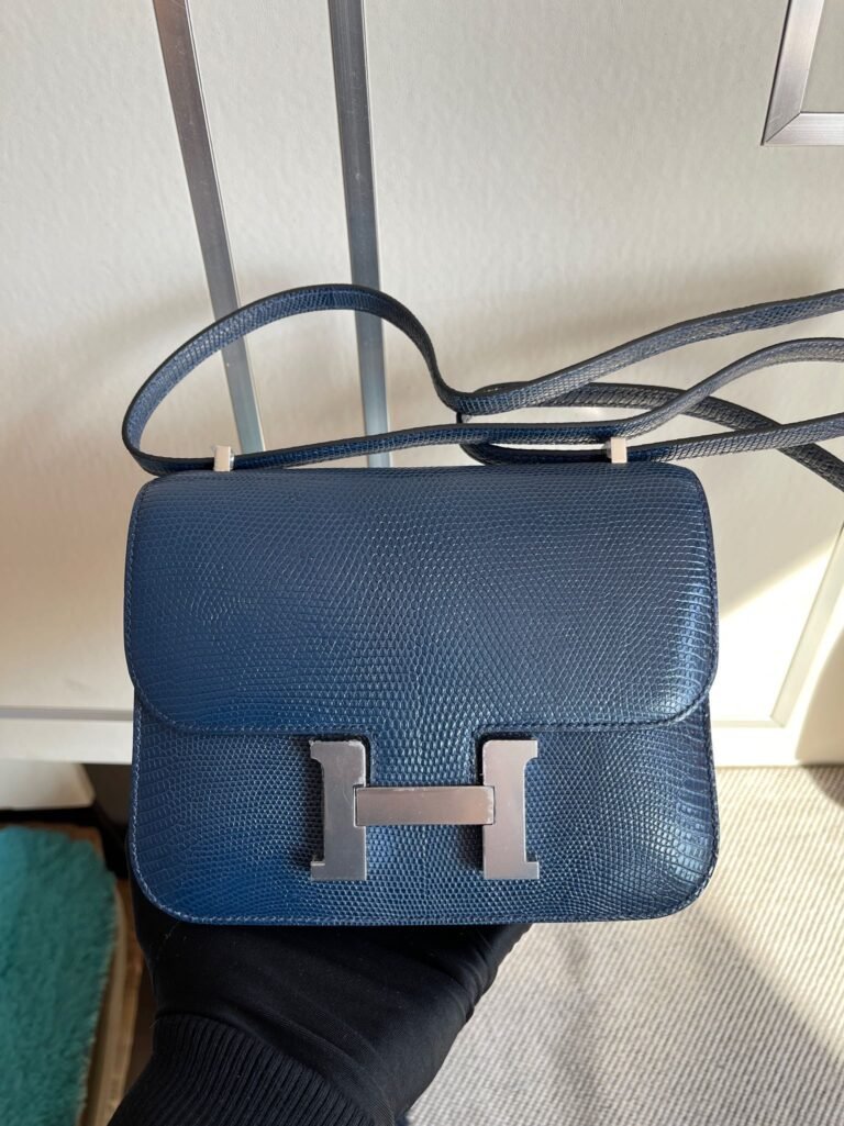 Uncle Bench Hermes Constance Lizard Gem blue Silver Hardware 18cm Full Handmade