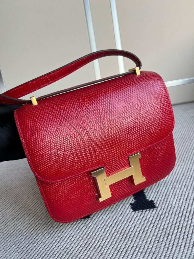 Uncle Bench Hermes Constance Lizard Q5 bright red Gold Hardware GHW 18cm Full Handmade