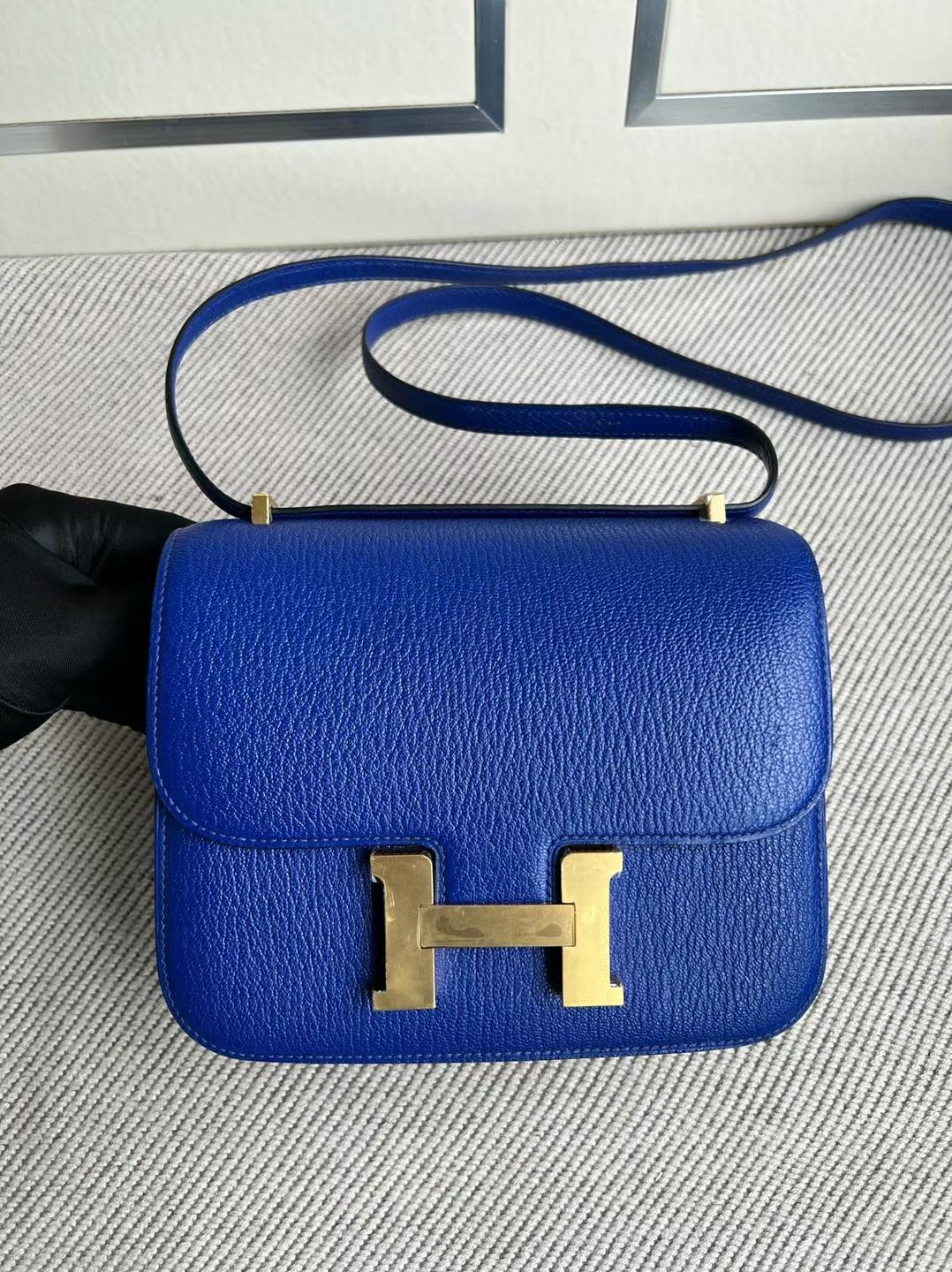 Uncle Bench Hermes Constance Chevre 7T Bright blue Gold Hardware 18cm Full Handmade