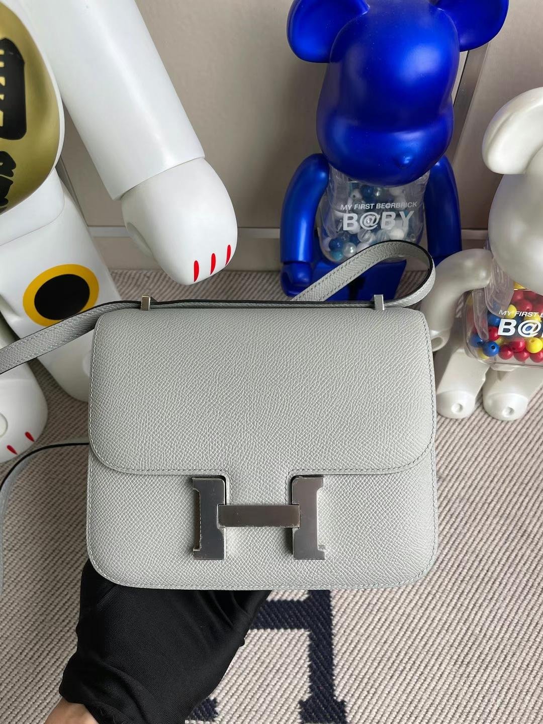 Uncle Bench Hermes Constance Epsom 4Z Gull grey Silver Hardware 18cm Full Handmade