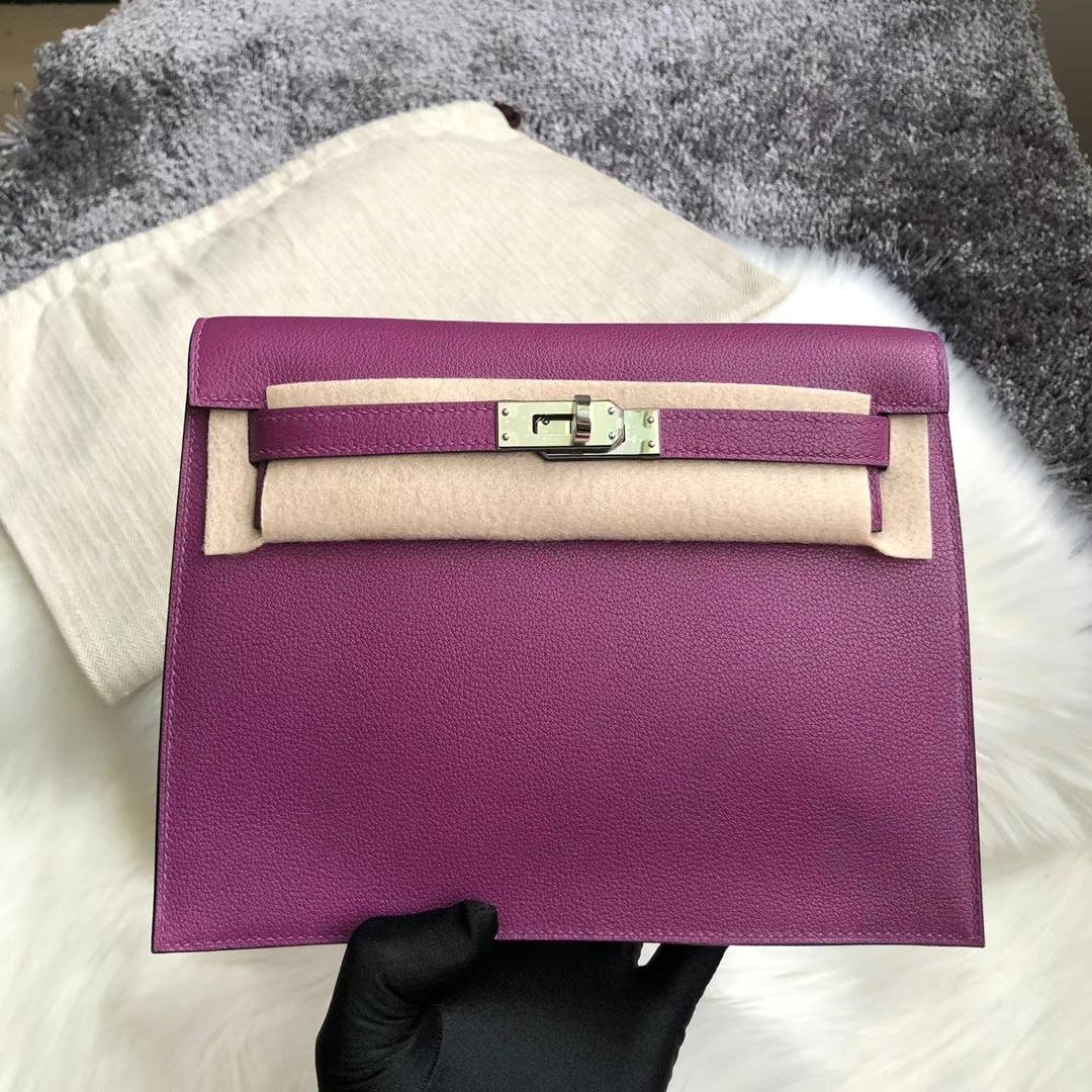 Uncle Bench Hermes Kelly danse evercolor p9 Anemone prurple Silver Hardware 22cm Full Handmade