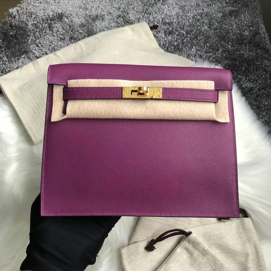 Uncle Bench Hermes Kelly danse evercolor p9 Anemone prurple Gold Hardware 22cm Full Handmade