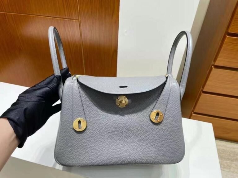 Uncle Bench Hermes Lindy Clemence 0L Light grey Gold Hardware 26cm Full Handmade