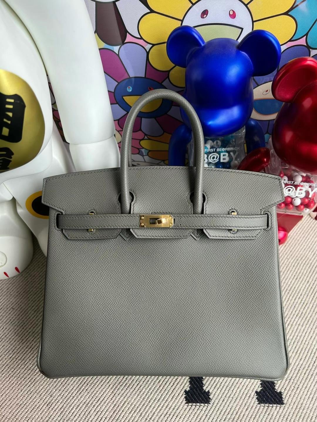 Uncle Bench Hermes Birkin Epsom 0L grey Gold Hardware 25cm Full Handmade
