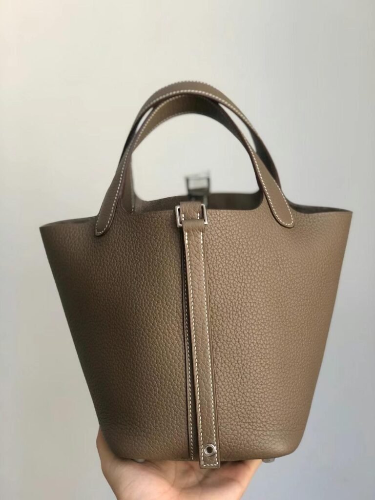 Uncle Bench Hermes Picotin Clemence Ck18 Etoupe Grey Silver Hardware 18cm Full Handmade