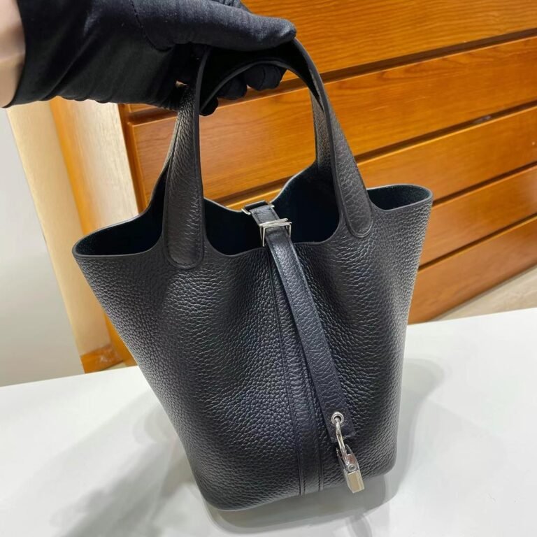 Uncle Bench Hermes Picotin Clemence Ck89 Black Silver Hardware 18cm Full Handmade