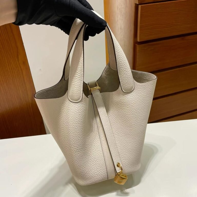 Uncle Bench Hermes Picotin Clemence Ck10 Creamy white Gold Hardware 18cm Full Handmade